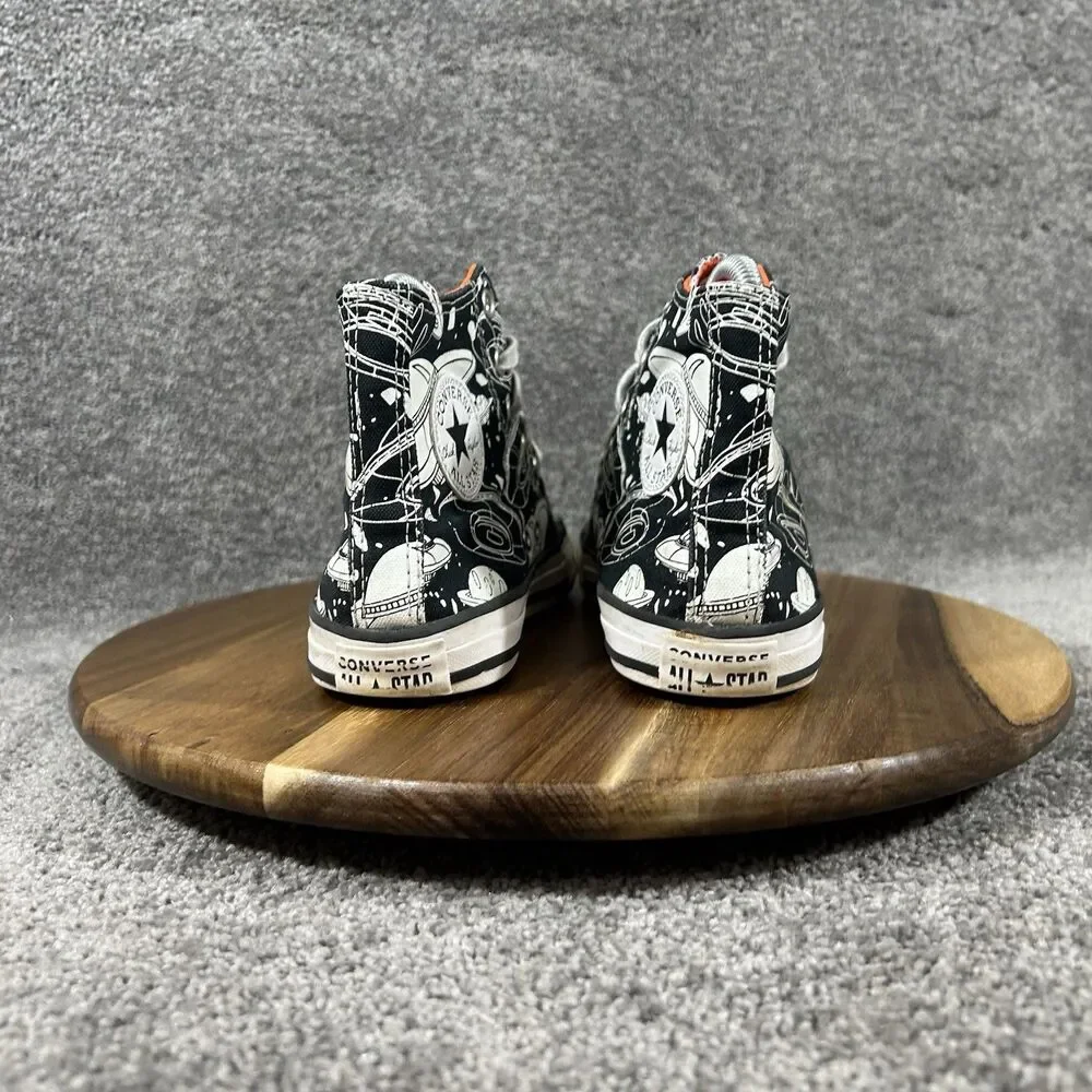 Converse Boys CTAS Kids Size 3 Black White Space Odyssey Athletic Shoes Used